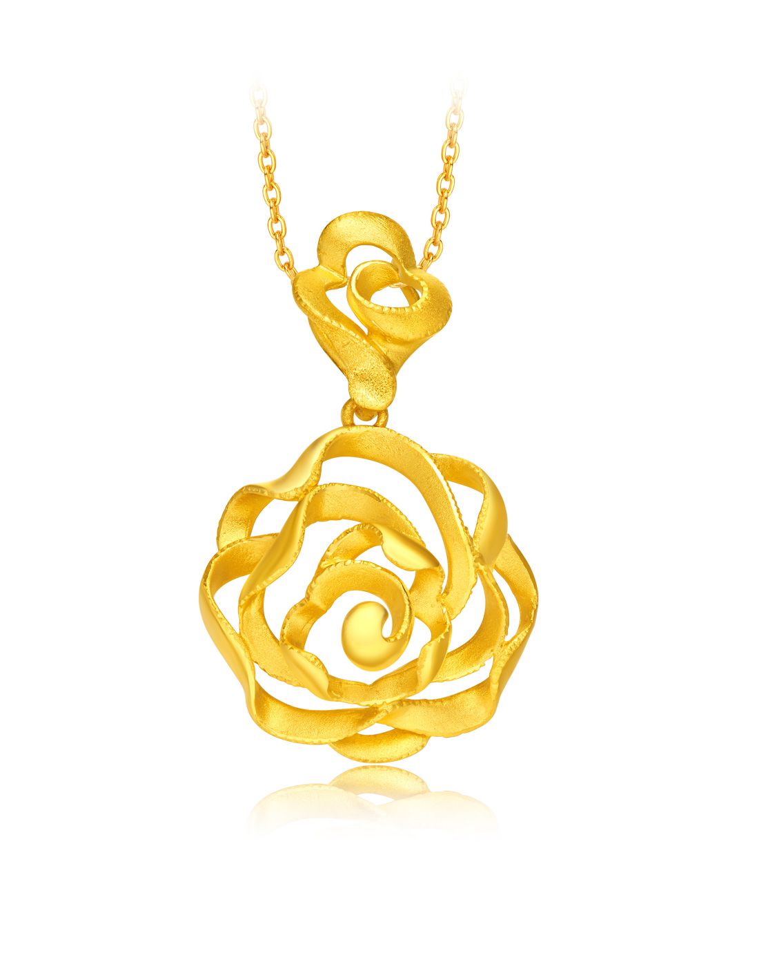 周大福 花月佳期玫瑰花黄金吊坠(计价)(不含项链)