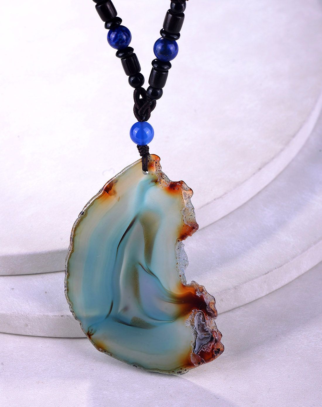 天然七彩玛瑙吊坠