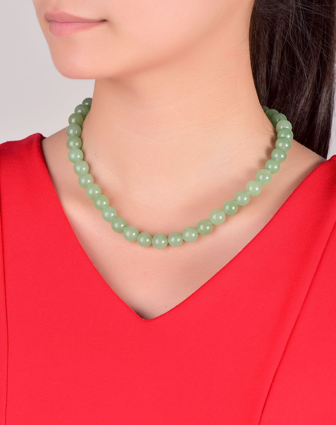 珠圆玉润天然东陵玉项链