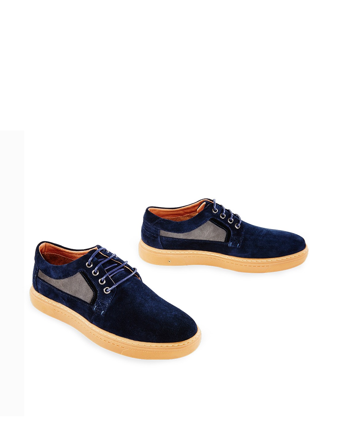 国家专利 卡文男款蓝色反绒牛皮革休闲鞋