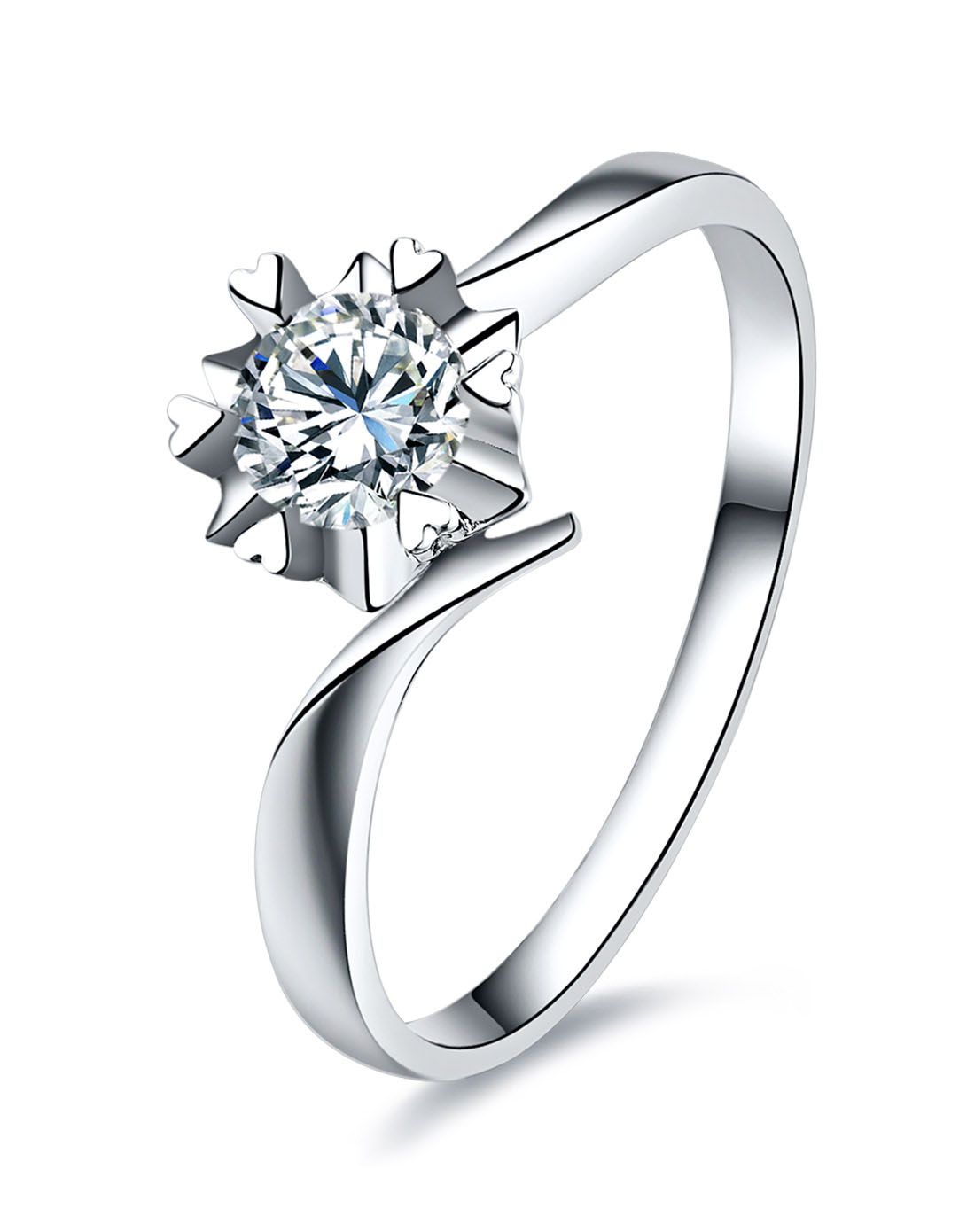 旋转雪花-白18k金32分fg色钻石女戒