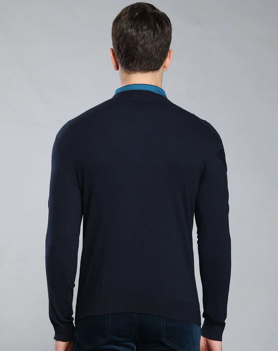 堡尼boni羊毛棉面料立体时尚织花v领羊毛衫ja667302a67_唯品会