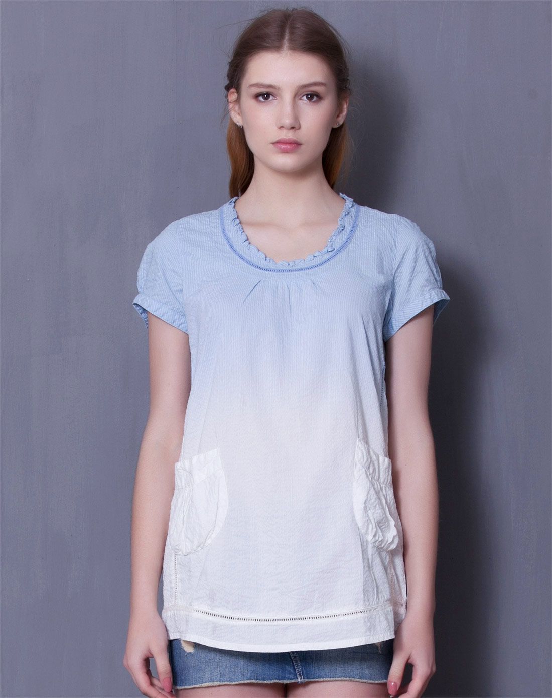 女式冰蓝色 衬衫