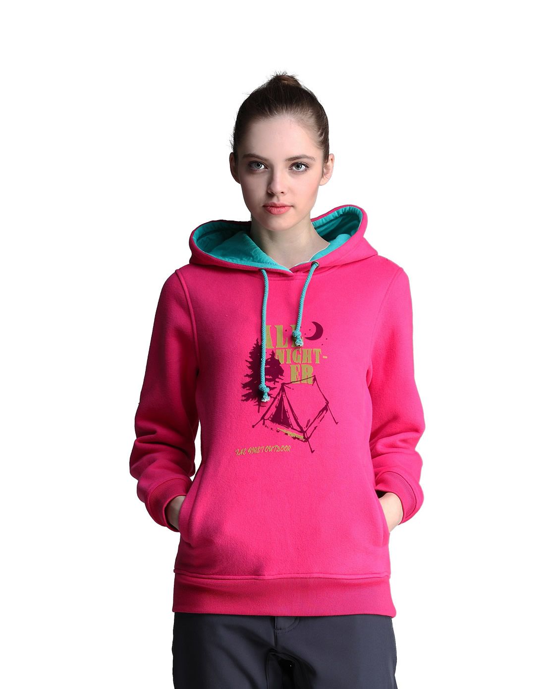 加绒加厚 美国同步上市 女士浅玫红保暖卫衣