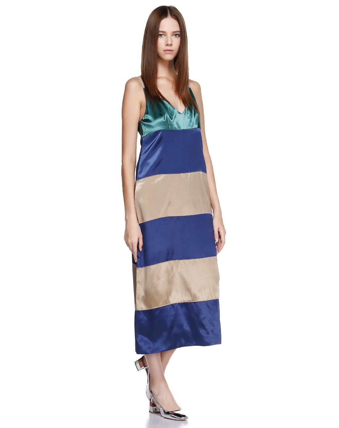 marc jacobs女款深蓝配金色雍容高贵无袖连衣裙