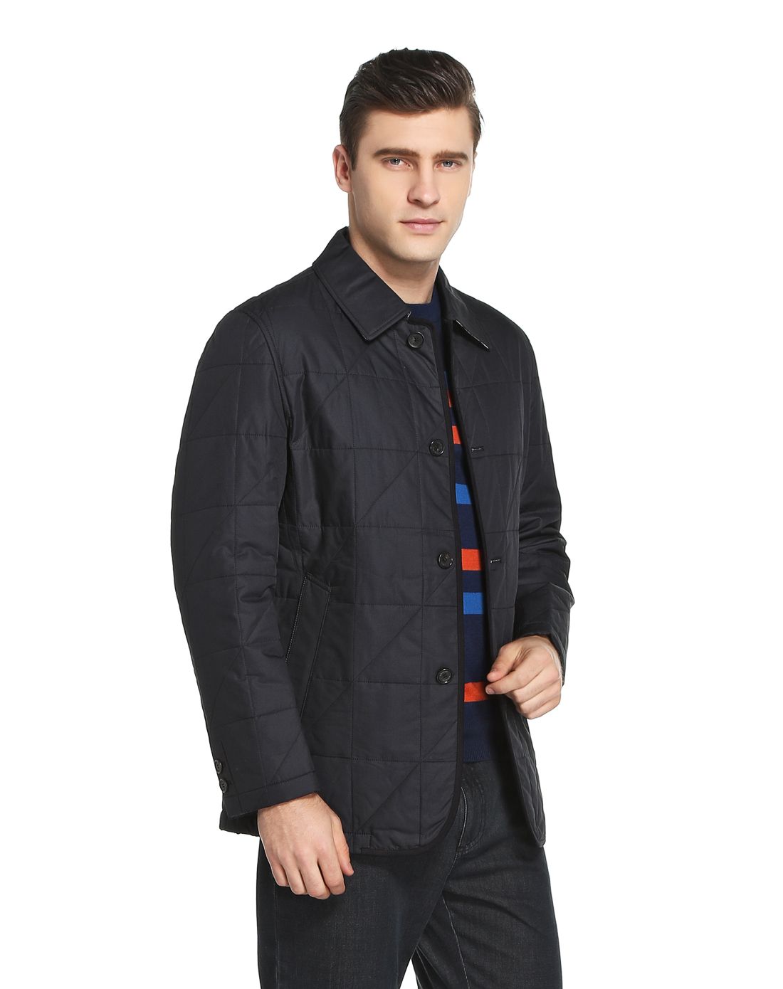 爵士丹尼a.jesdani男装专场 商务成熟型翻领车线棉服