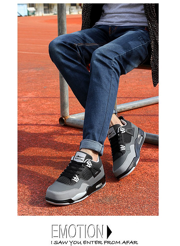 透气篮球鞋男1009灰黑