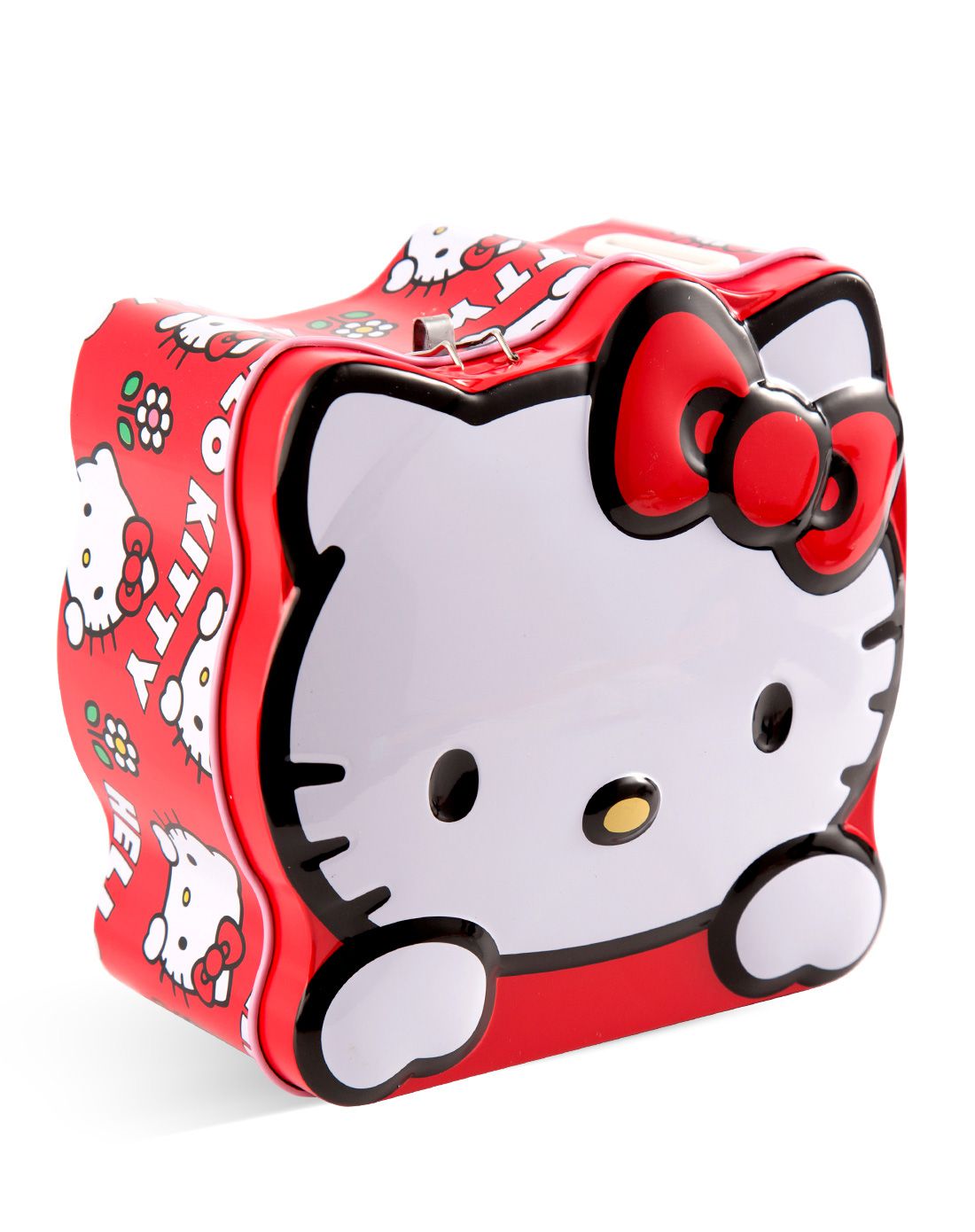 hello kitty系列可爱猫头带锁收纳储钱罐-红色