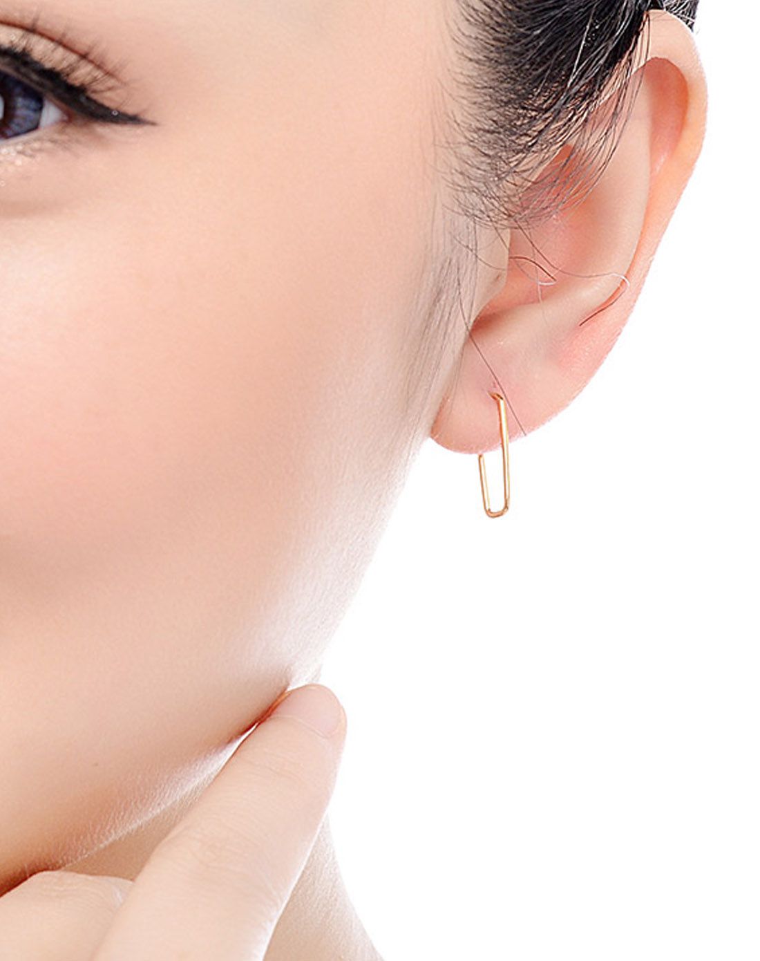 be in lover 潮人曲别针925银耳钉金色