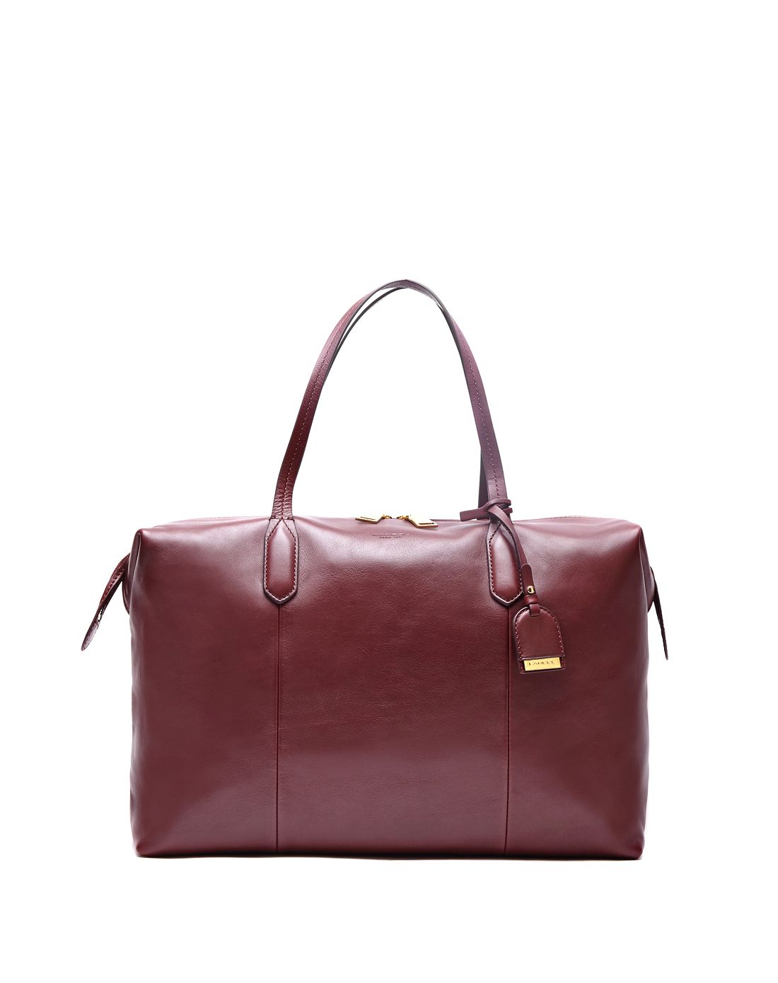 lancel女款枣红色牛皮大号手提旅行包