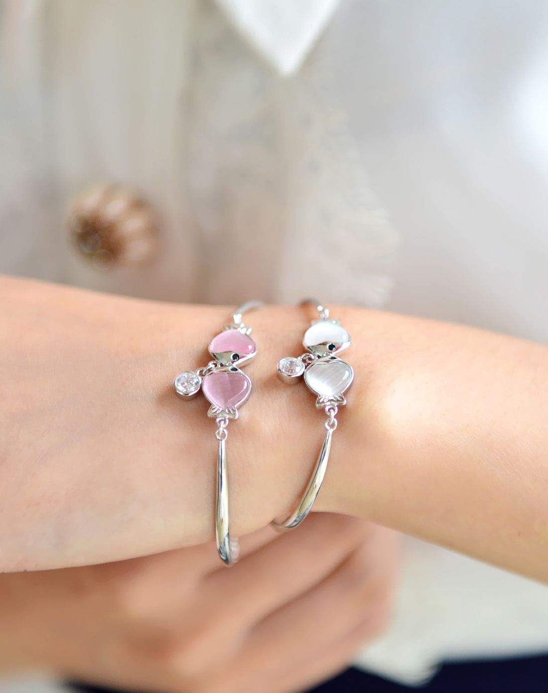 s925银亲嘴鱼手链