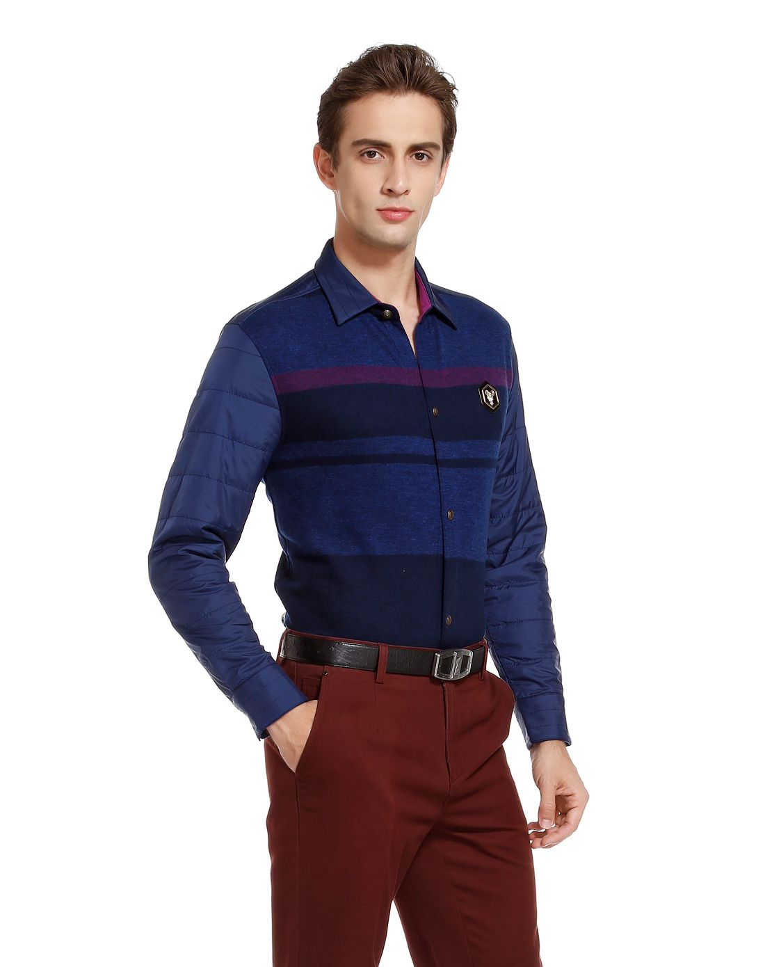 新客专享-莱克代尔男装专场 男士毛衣针织羊毛拼接棉袖翻领开襟保暖