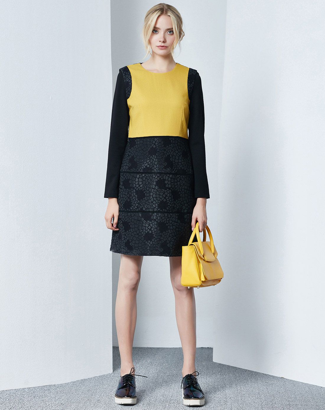 卡迪黛尔cadidl拼接显瘦气质连衣裙