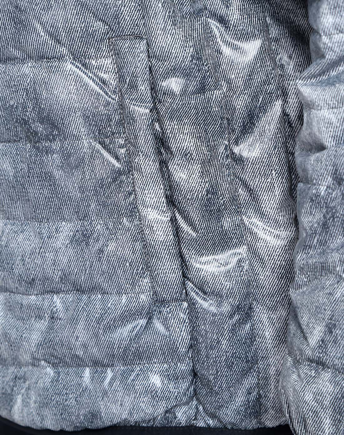 深灰绿色潮流立领双袋长袖羽绒服