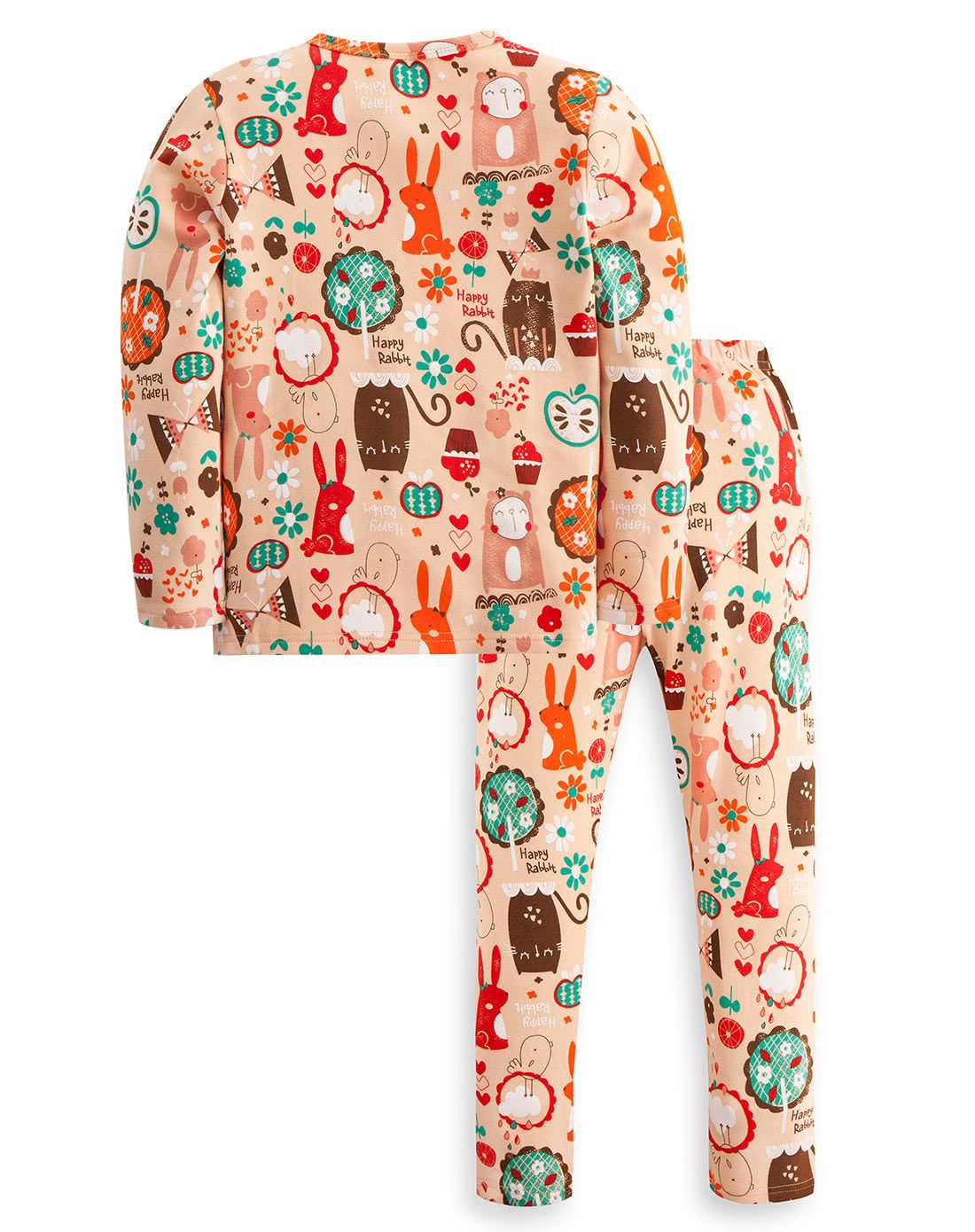 浪莎男女童装女童米色印花热闹的小森林家居服套装jt5623018_唯品会