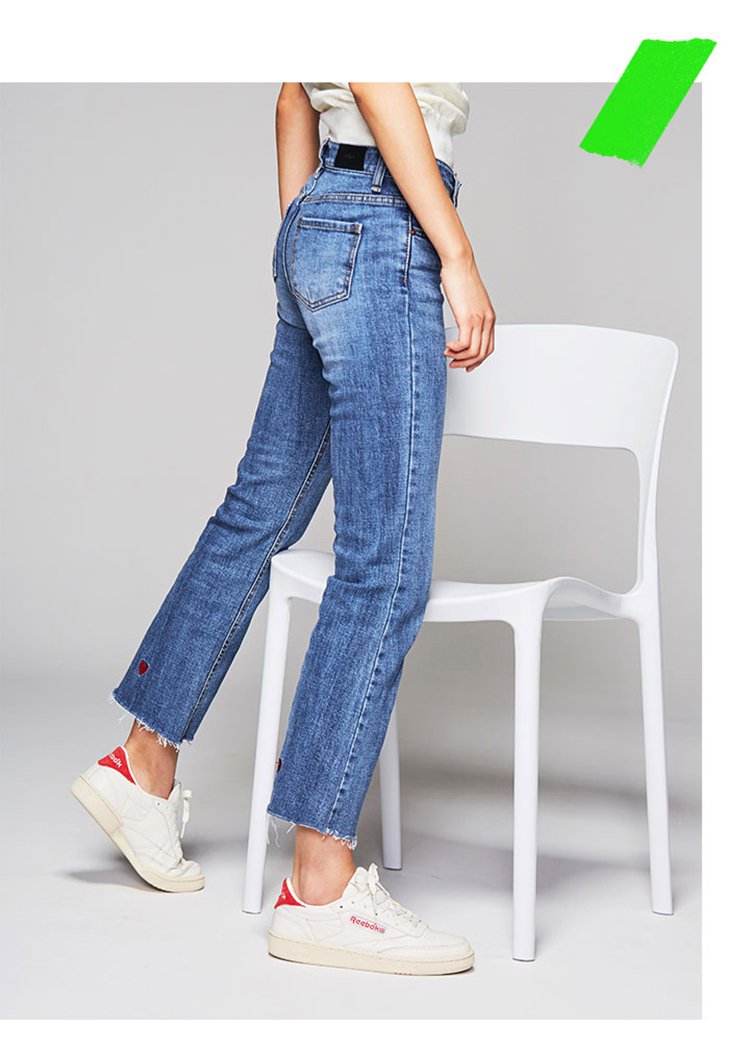 韩版修身显瘦爱心刺绣全昭旻/徐恩秀/朴初珑同款喇叭牛仔裤