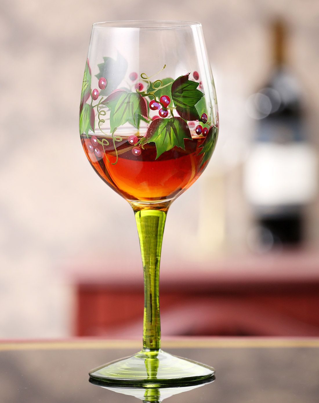 艺术玻璃印花 喷色红酒杯(单只装)