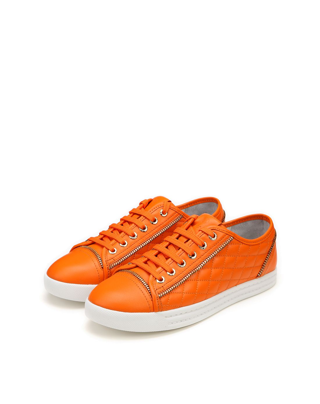 阿玛施amass亮橙色潮流系带休闲皮鞋