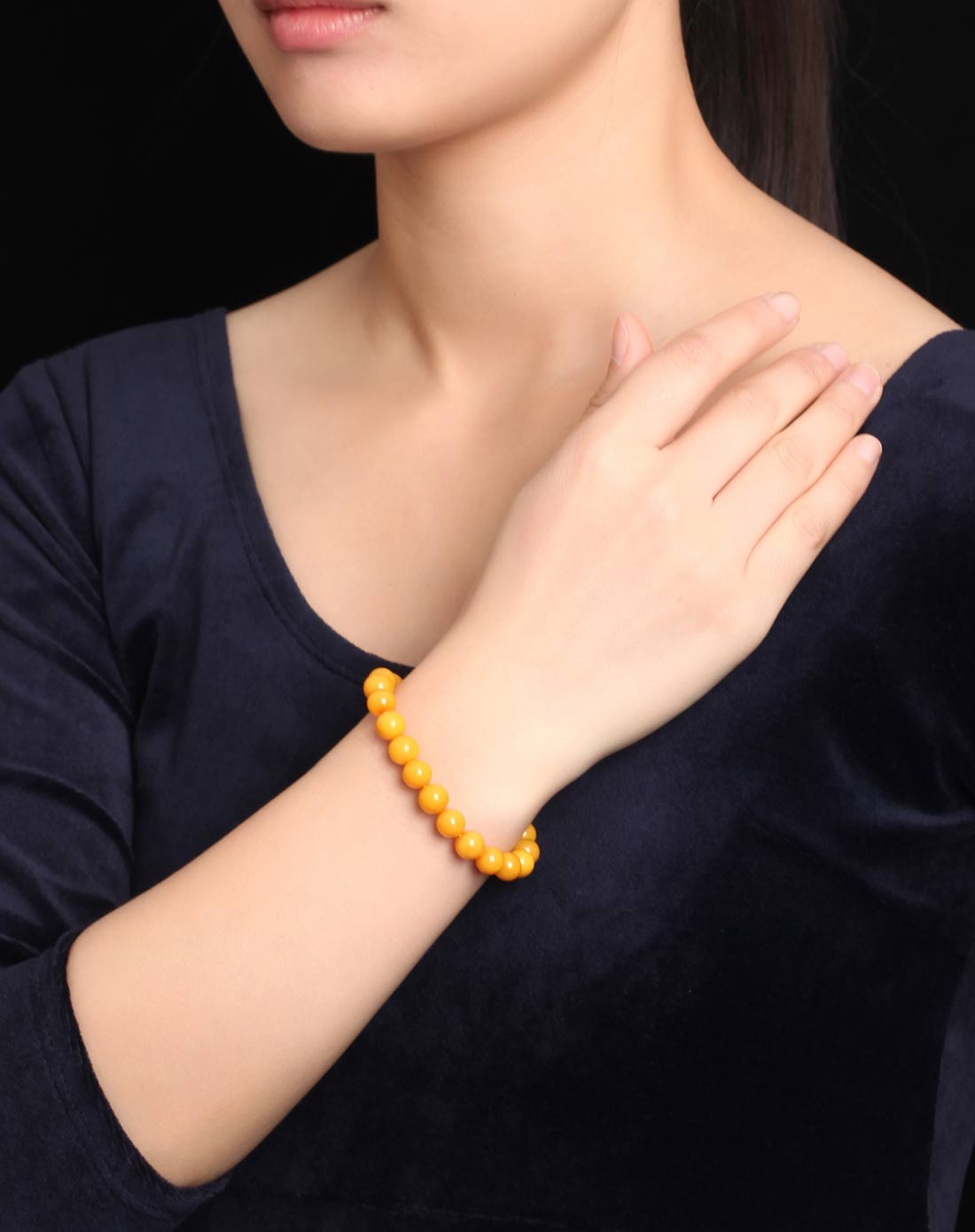 天然琥珀老蜜蜡手链 8mm