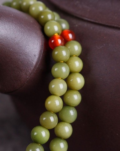 天然绿菩提根手串5mm