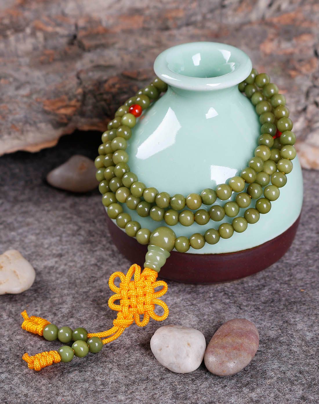 天然绿菩提根手串5mm