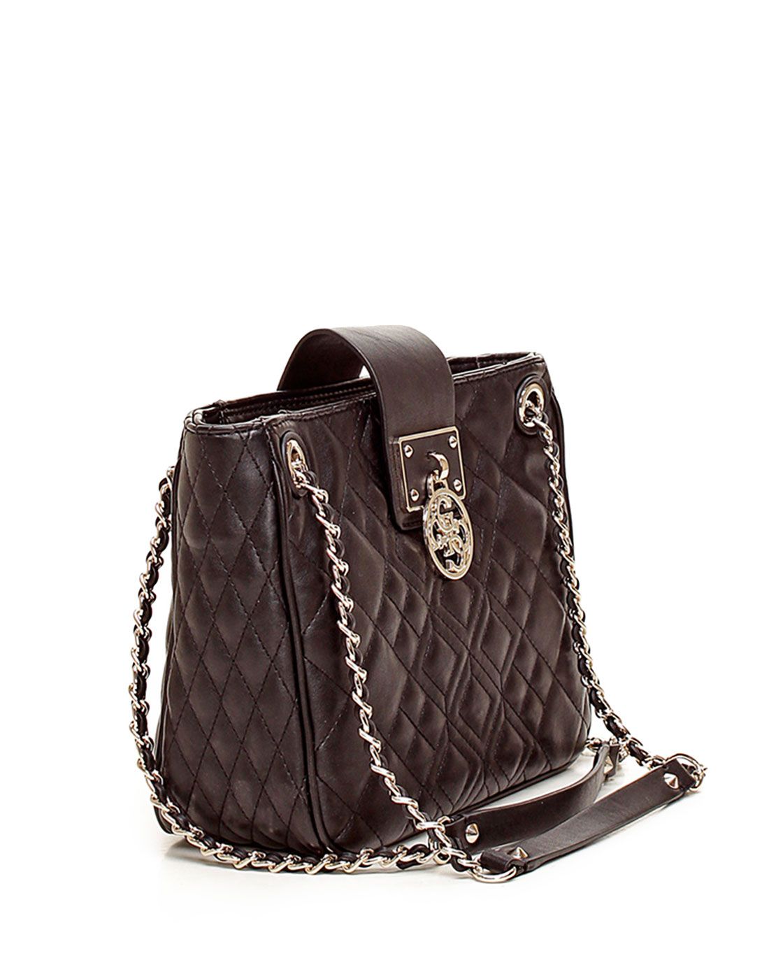 armani jeans & guess混合包包专场 > guess 黑色方格双带女士手提包