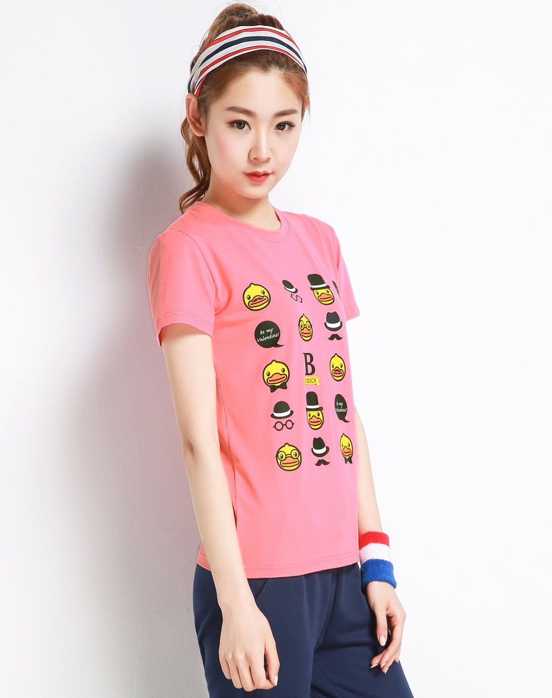 个性潮品 女款西瓜红运动短袖t恤 时尚舒适