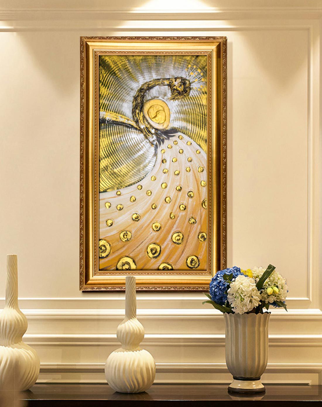 纯手绘高端居室装饰油画 金孔雀