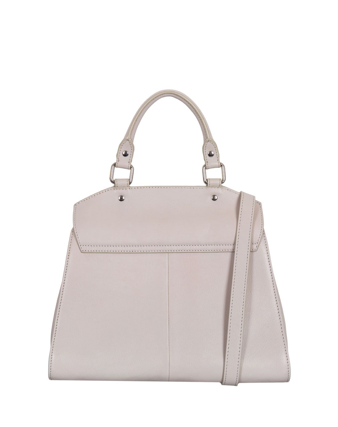 > joan & david白色皮革梯形包