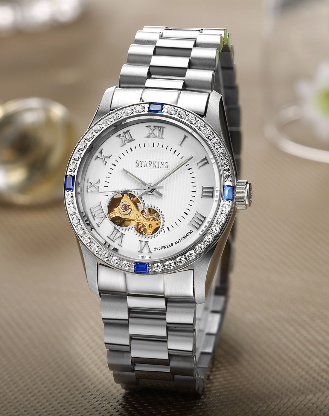 星皇表【时尚镂空】商务镶钻全自动机械男表