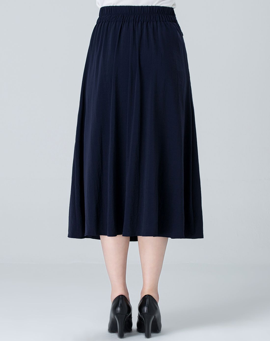 藏青色长款优雅半身裙