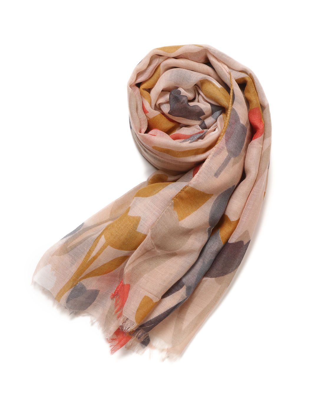 galeries lafayette 粉杏/灰色休闲印花围巾