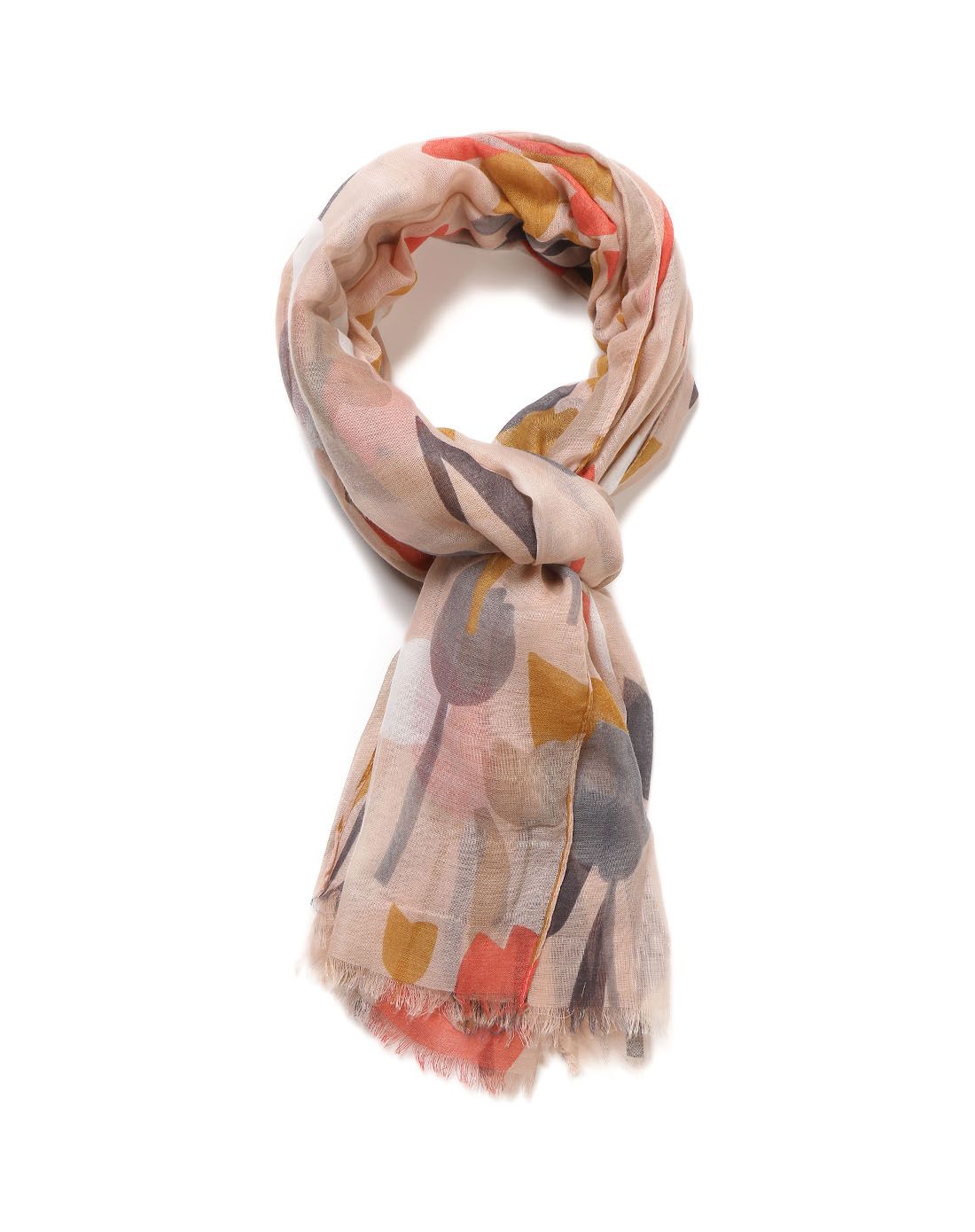 galeries lafayette 粉杏/灰色休闲印花围巾