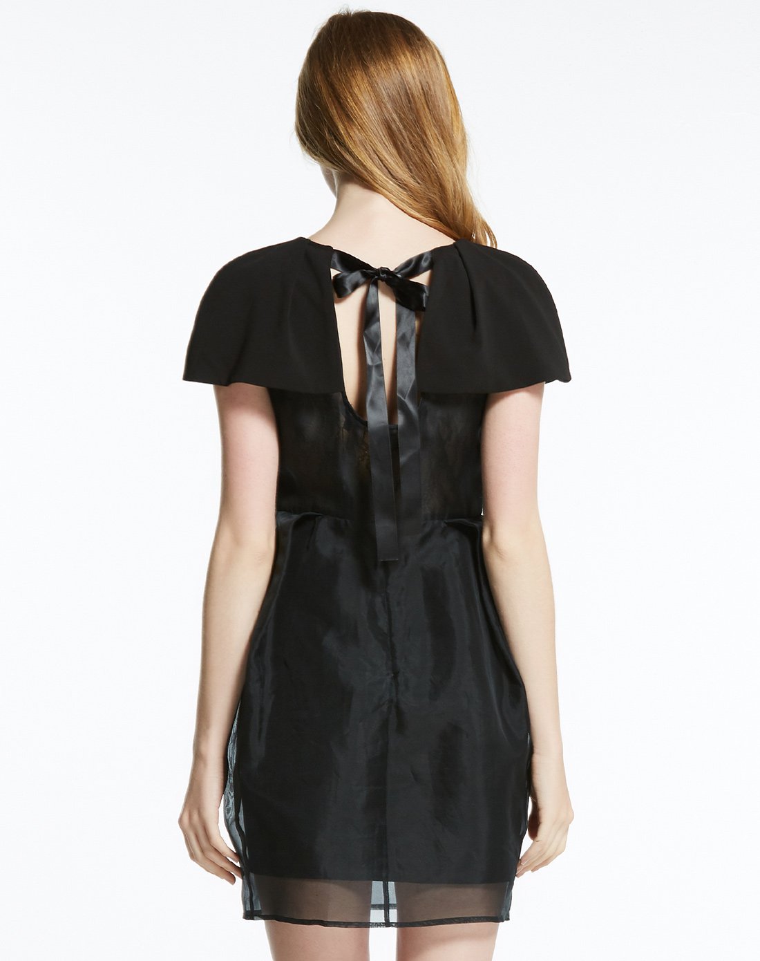 欧根纱黑色连衣裙