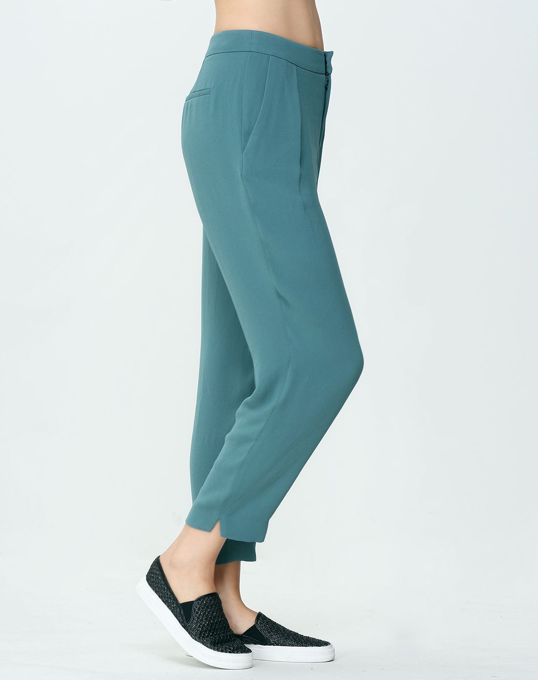 蓝绿色舒适百搭休闲裤子