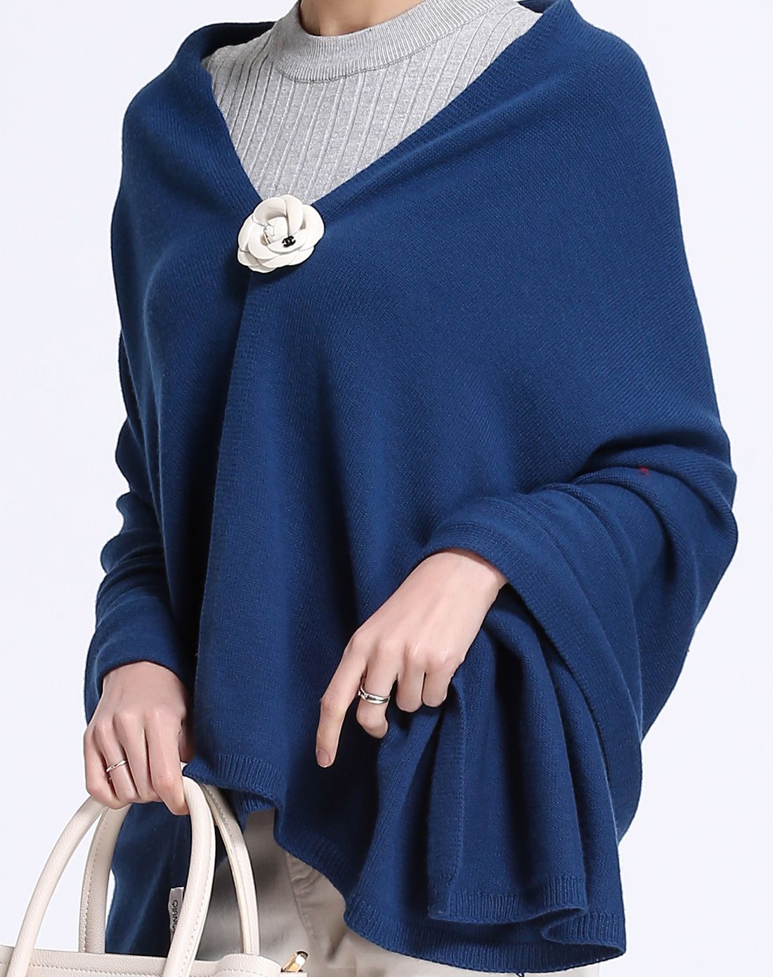 超细美丽诺羊毛哈兰色时尚披肩