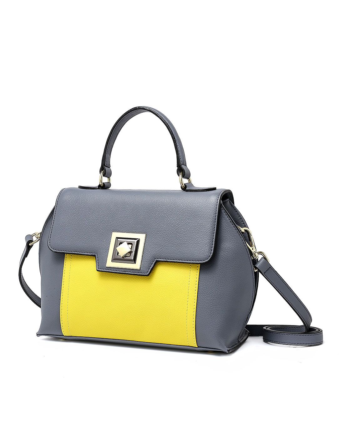 杜罗伦duloren女款大象灰流行锁扣牛皮手提单肩包450802-05_唯品会