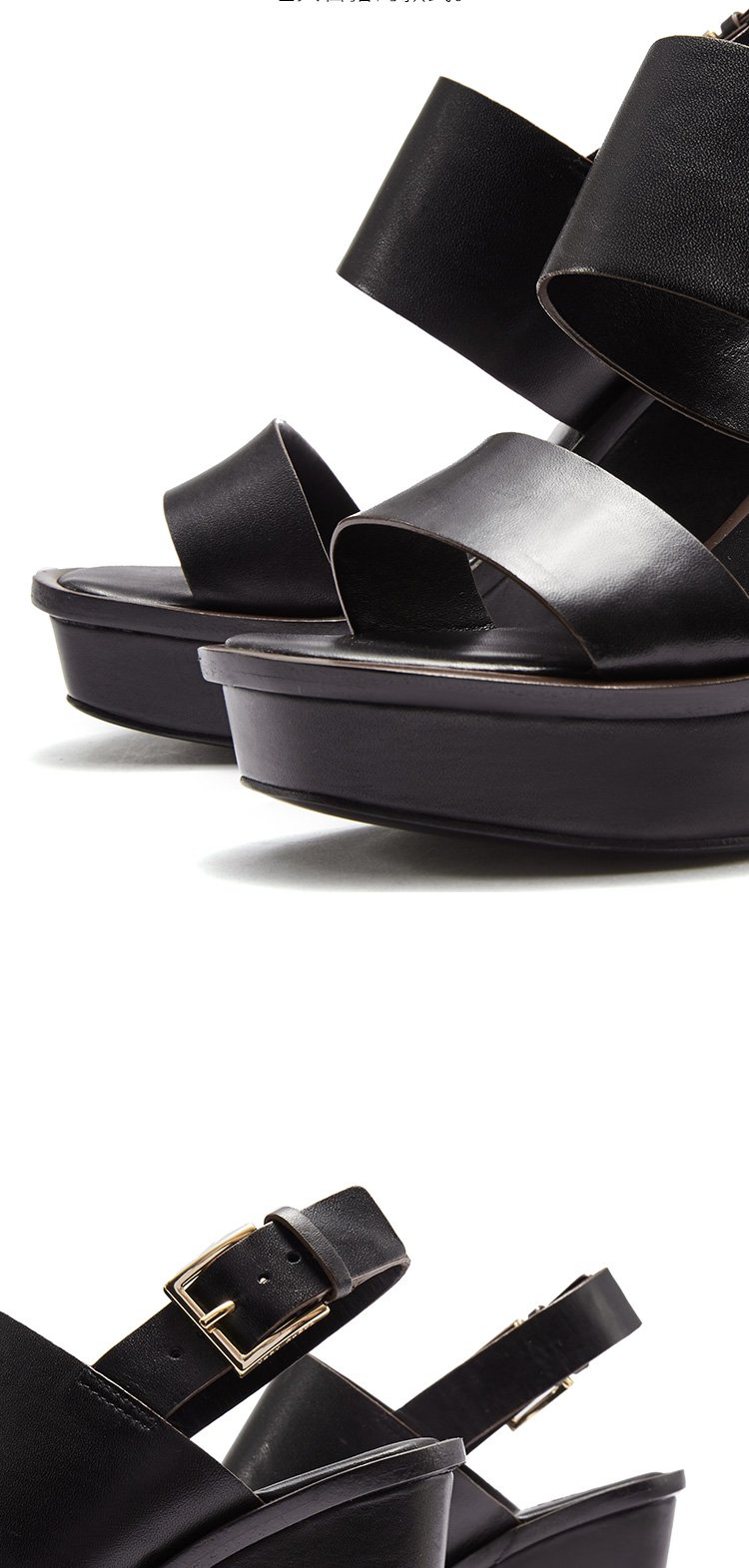 tory burch女款活动扣真皮坡跟凉鞋