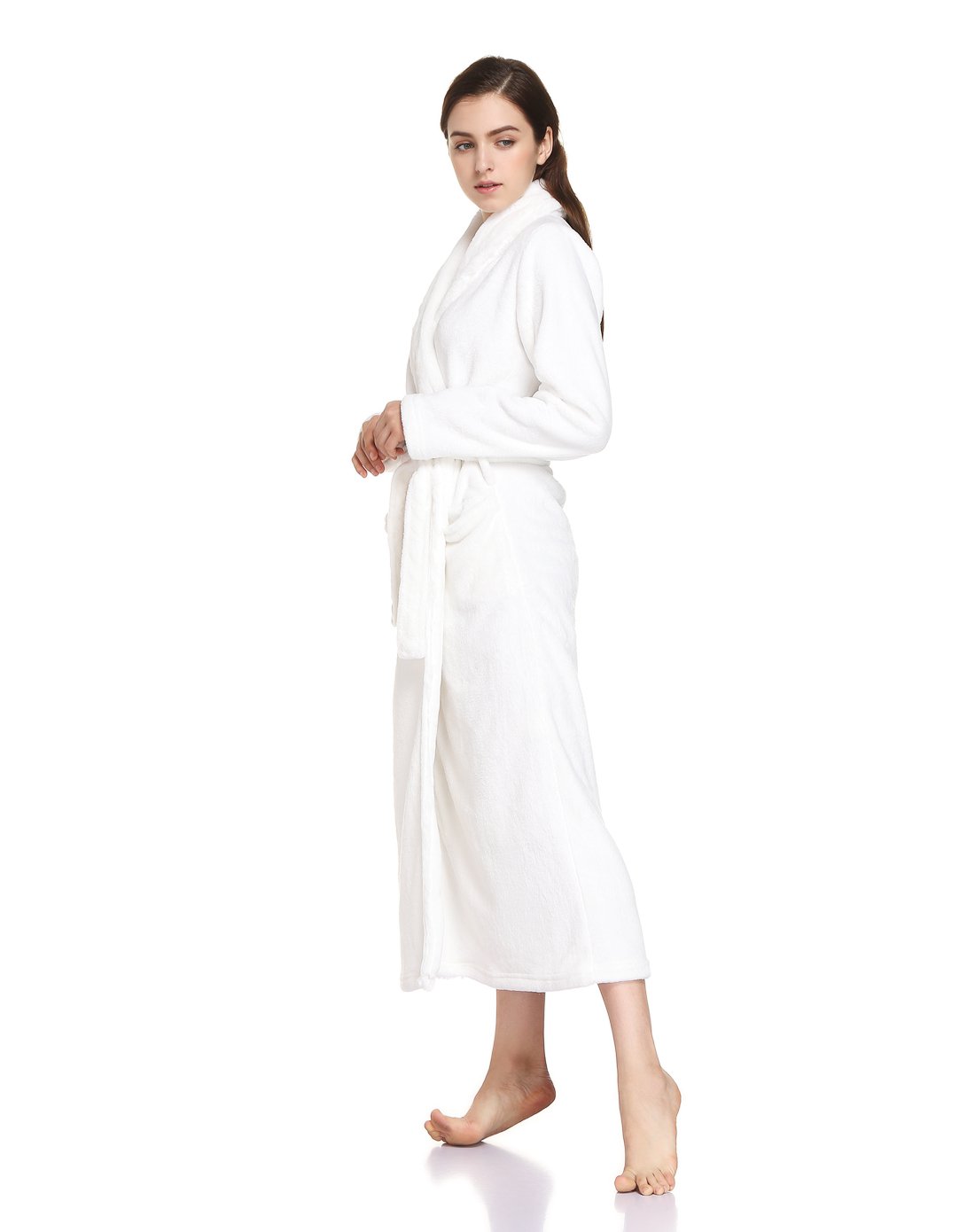 noidinotte女款抓绒束腰长身家居袍