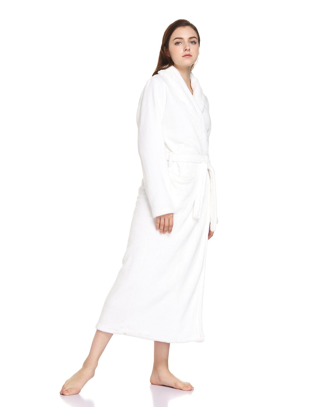 noidinotte女款抓绒束腰长身家居袍