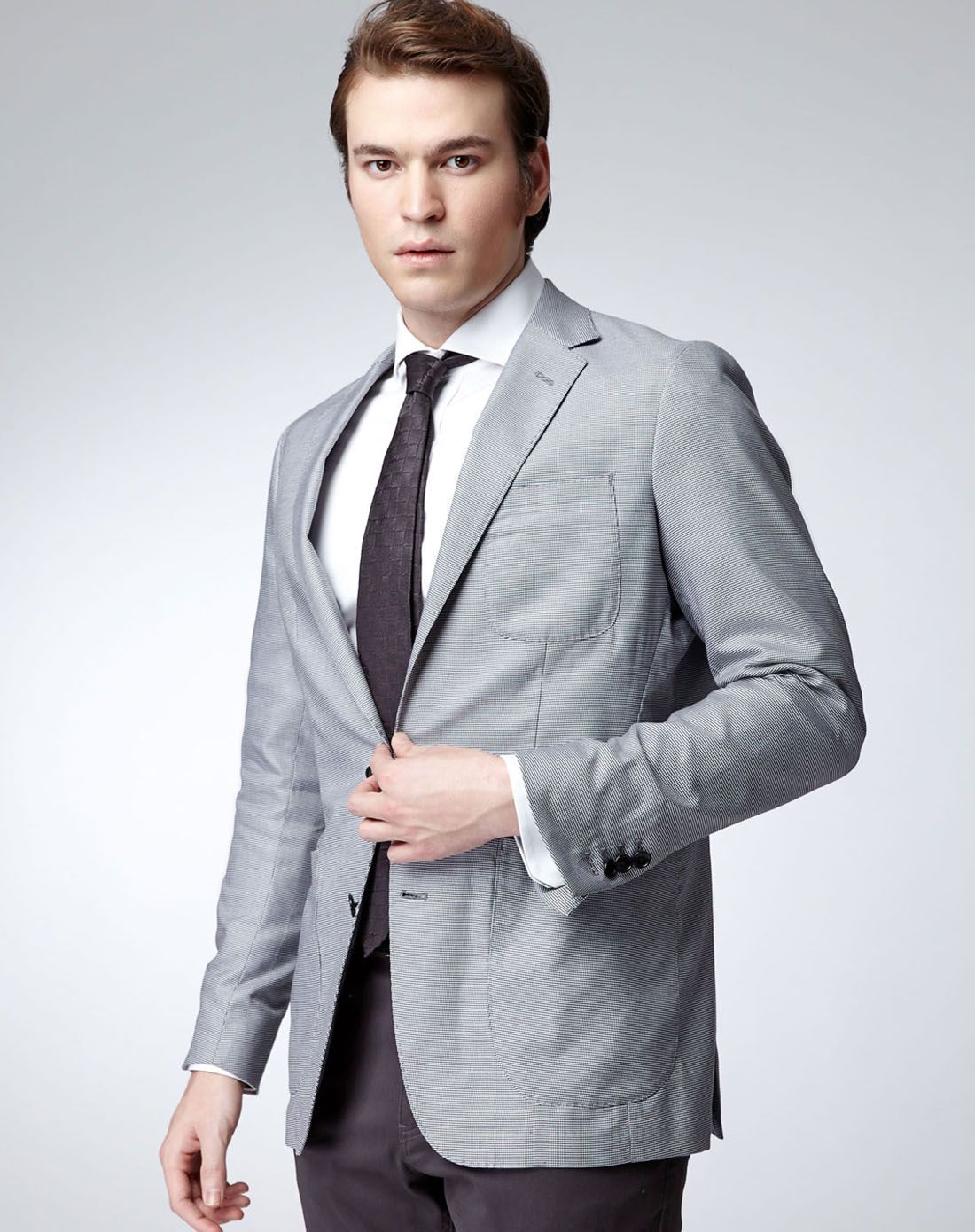 > [modern modular wardrobe]千鸟格西装外套-黑白格