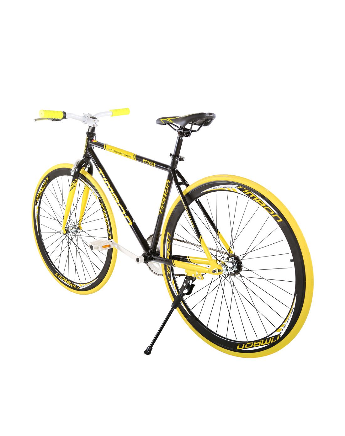 timaon 700c黑黄色时尚单速40刀圈倒刹公路车tm27h40