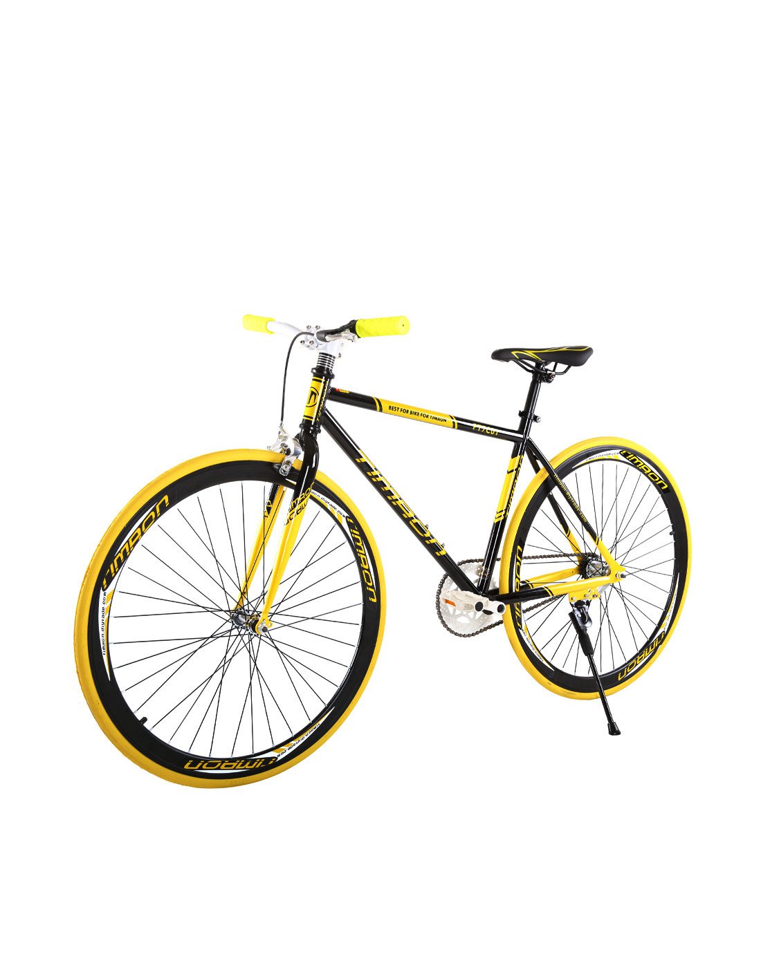 timaon 700c黑黄色时尚单速40刀圈倒刹公路车tm27h40