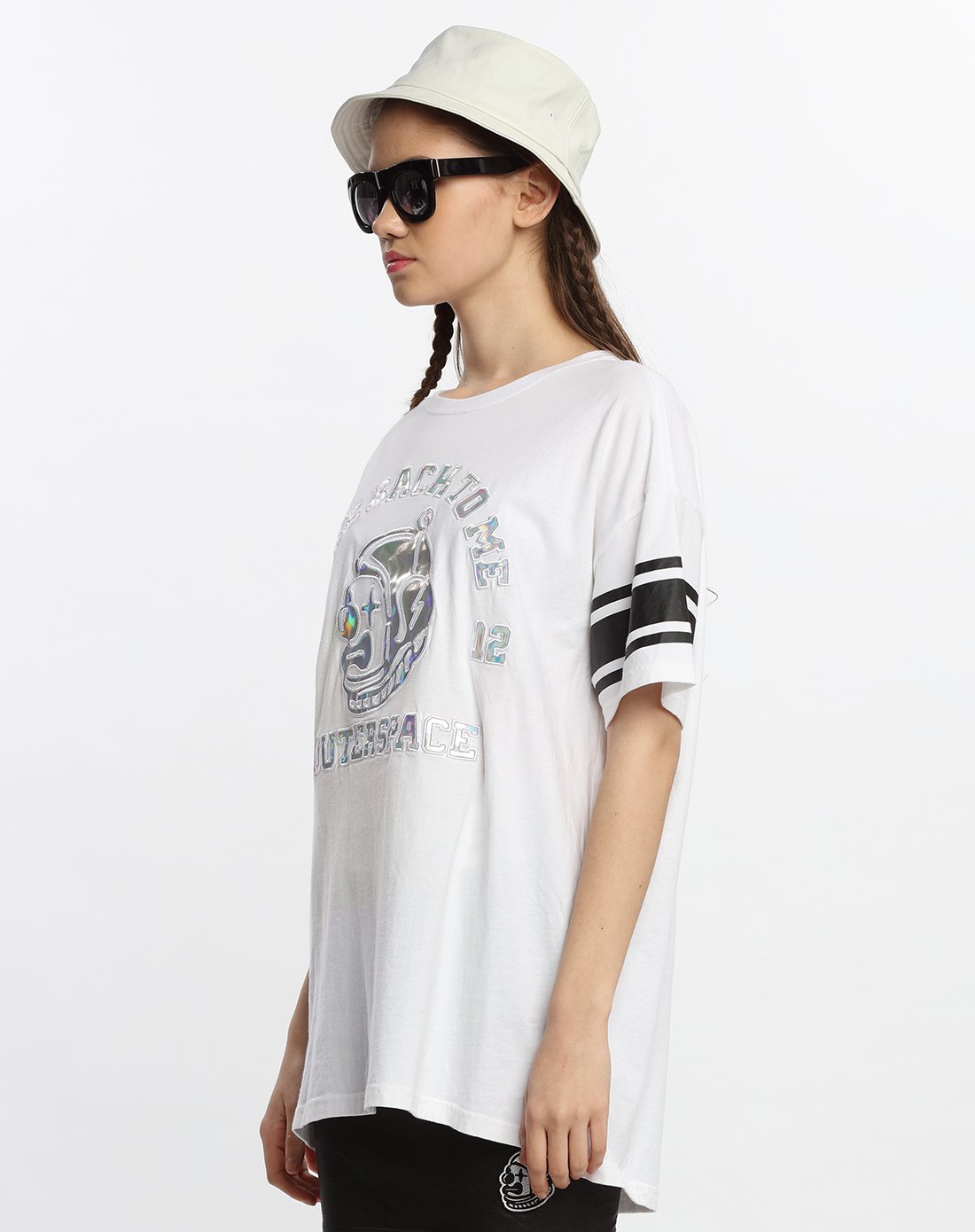 outerspace外太空联名系列 女款胸前图案中长款短袖t恤
