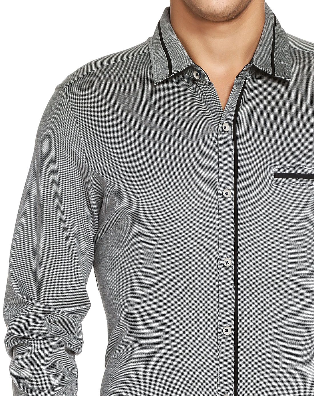 黑/白色稳重都市长袖针织衬衫