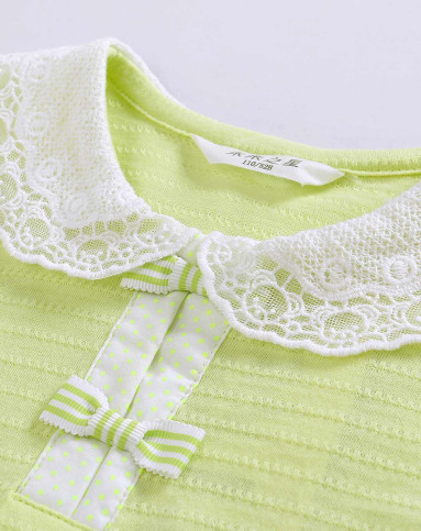 女童浅草绿翻领t恤