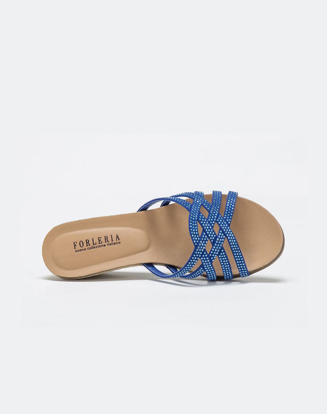 forleria宝蓝色羊反毛舒适女凉鞋