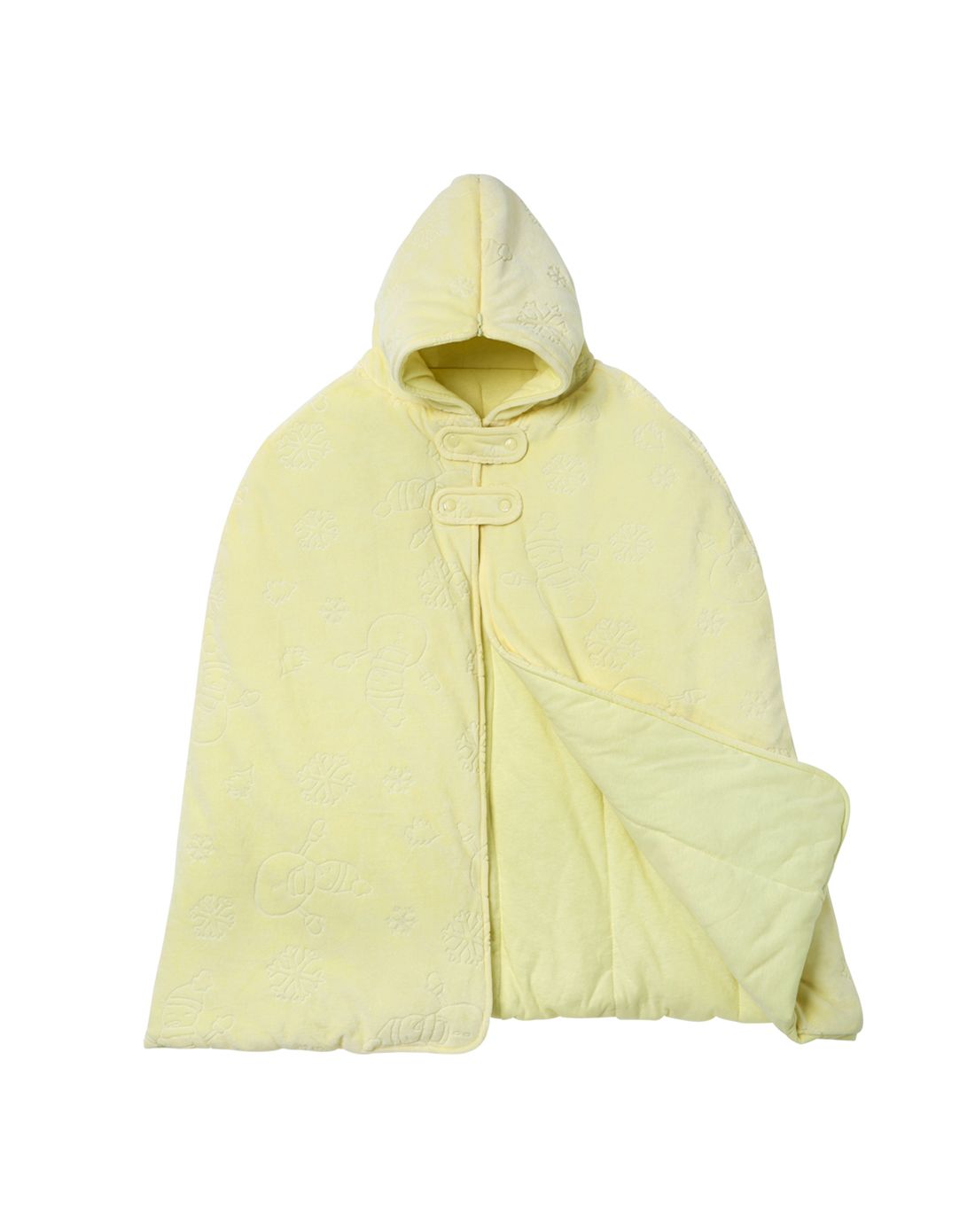 中性淡黄秋冬天鹅绒加厚夹棉披风