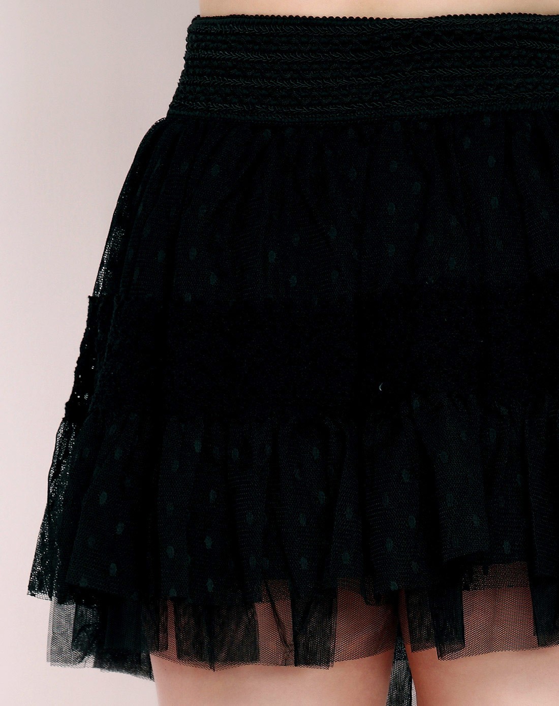 黑色蕾丝网纱高腰半裙