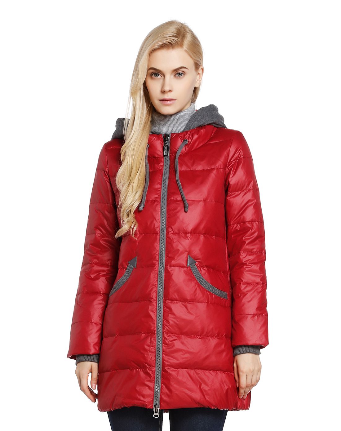 枫叶红时尚休闲羽绒服